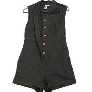 Rogan For Target Cute Black Romper With Contrasting Neon Button